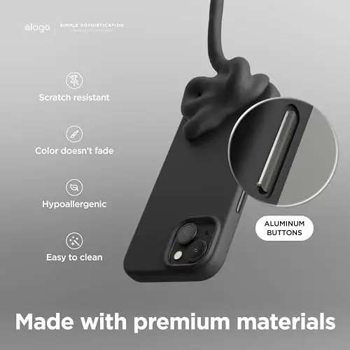 elago Magnetic Silicone Case Compatible with iPhone 15 Case 6.1 Inch Compatible with All MagSafe Accessories - Built-in Magnets, Soft Grip Silicone, Shockproof [Black] - 5