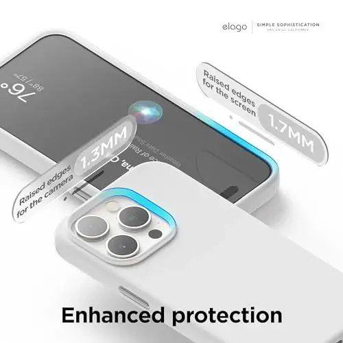 elago Magnetic Silicone Case Compatible with iPhone 15 Pro Case 6.1 Inch Compatible with All MagSafe Accessories - Built-in Magnets, Soft Grip Silicone, Shockproof (White) - 6