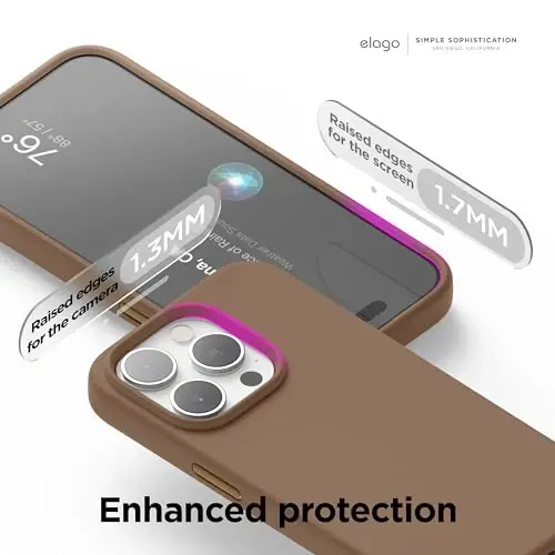elago Magnetic Silicone Case Compatible with iPhone 15 Pro Case 6.1 Inch Compatible with All MagSafe Accessories - Built-in Magnets, Soft Grip Silicone, Shockproof (Brown) - 6