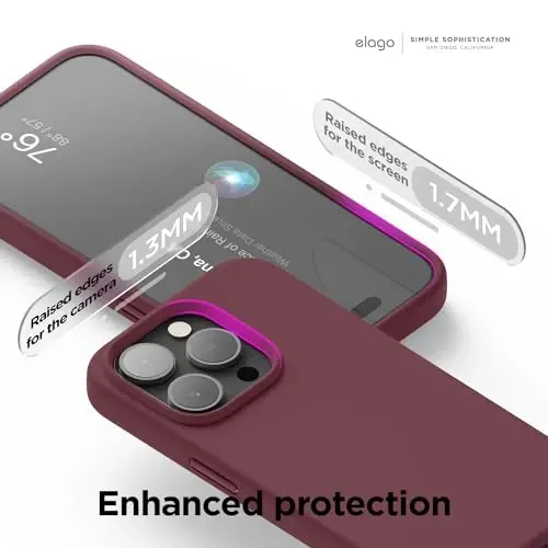 elago Magnetic Silicone Case Compatible with iPhone 15 Pro Case 6.1 Inch Compatible with All MagSafe Accessories - Built-in Magnets, Soft Grip Silicone, Shockproof (Burgundy) - 6