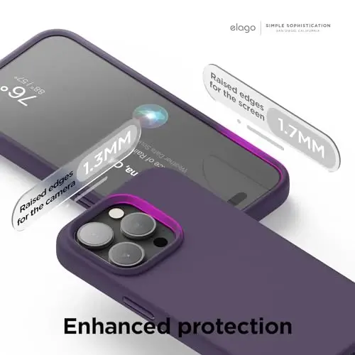 elago Magnetic Silicone Case Compatible with iPhone 15 Pro Case 6.1 Inch Compatible with All MagSafe Accessories - Built-in Magnets, Soft Grip Silicone, Shockproof (Deep Purple) - 6