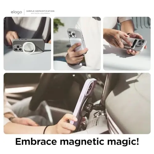 elago Magnetic Silicone Case Compatible with iPhone 15 Pro Case 6.1 Inch Compatible with All MagSafe Accessories - Built-in Magnets, Soft Grip Silicone, Shockproof (Deep Purple) - 3