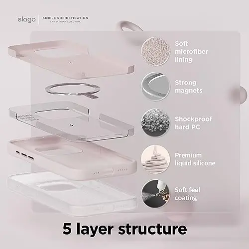 elago Magnetic Silicone Case Compatible with iPhone 15 Pro Case 6.1 Inch Compatible with All MagSafe Accessories - Built-in Magnets, Soft Grip Silicone, Shockproof [Lovely Pink] - 4