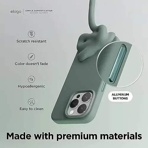 elago Magnetic Silicone Case Compatible with iPhone 15 Pro Case 6.1 Inch Compatible with All MagSafe Accessories - Built-in Magnets, Soft Grip Silicone, Shockproof [Midnight Green] - 5