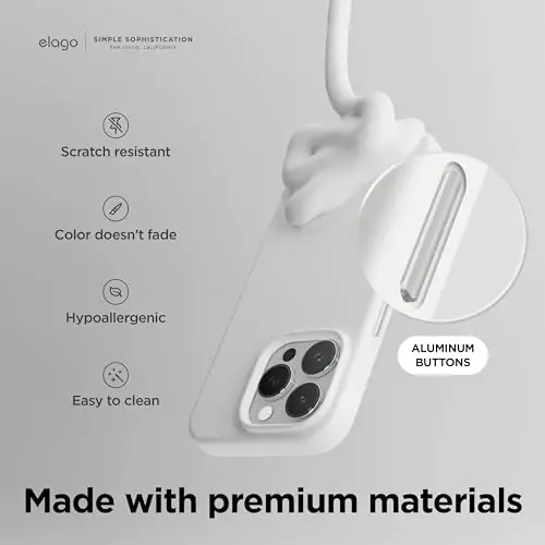 elago Magnetic Silicone Case Compatible with iPhone 15 Pro Max Case 6.7 Inch Compatible with All MagSafe Accessories - Built-in Magnets, Soft Grip Silicone, Shockproof (White) - 5