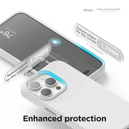 elago Magnetic Silicone Case Compatible with iPhone 15 Pro Max Case 6.7 Inch Compatible with All MagSafe Accessories - Built-in Magnets, Soft Grip Silicone, Shockproof (White) - 6