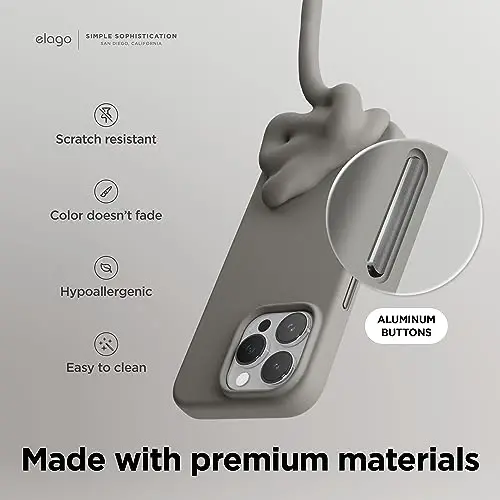 elago Magnetic Silicone Case Compatible with iPhone 15 Pro Max Case 6.7 Inch Compatible with All MagSafe Accessories - Built-in Magnets, Soft Grip Silicone, Shockproof [Medium Gray] - 5
