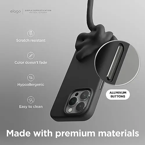 elago Magnetic Silicone Case Compatible with iPhone 15 Pro Max Case 6.7 Inch Compatible with All MagSafe Accessories - Built-in Magnets, Soft Grip Silicone, Shockproof [Black] - 5