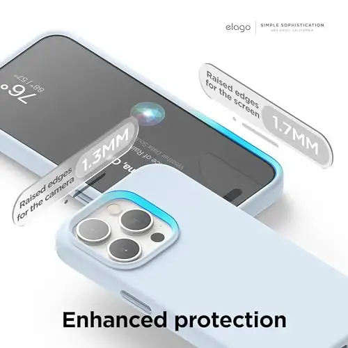 elago Magnetic Silicone Case Compatible with iPhone 15 Pro Max Case 6.7 Inch Compatible with All MagSafe Accessories - Built-in Magnets, Soft Grip Silicone, Shockproof (Light Blue) - 6