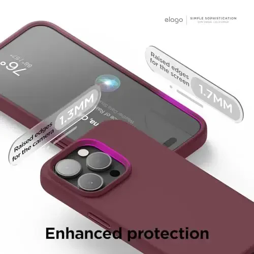 elago Magnetic Silicone Case Compatible with iPhone 15 Pro Max Case 6.7 Inch Compatible with All MagSafe Accessories - Built-in Magnets, Soft Grip Silicone, Shockproof (Burgundy) - 6