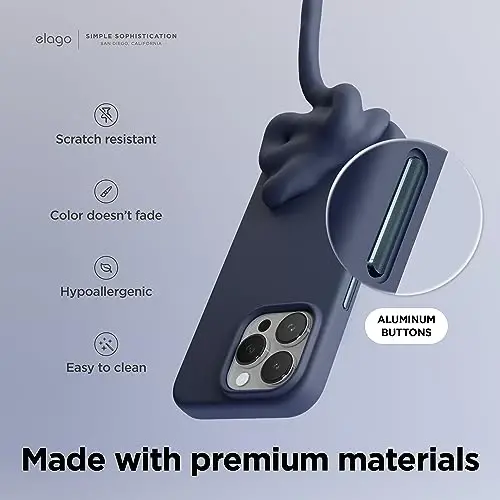 elago Magnetic Silicone Case Compatible with iPhone 15 Pro Max Case 6.7 Inch Compatible with All MagSafe Accessories - Built-in Magnets, Soft Grip Silicone, Shockproof [Jean Indigo] - 5