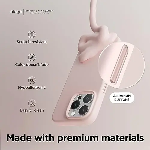 elago Magnetic Silicone Case Compatible with iPhone 15 Pro Max Case 6.7 Inch Compatible with All MagSafe Accessories - Built-in Magnets, Soft Grip Silicone, Shockproof [Lovely Pink] - 5
