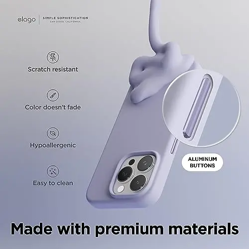 elago Magnetic Silicone Case Compatible with iPhone 15 Pro Max, Compatible with All MagSafe Accessories, Built-in Magmagnets, Premium Silicone, Full Body Protection Case Purple - 5