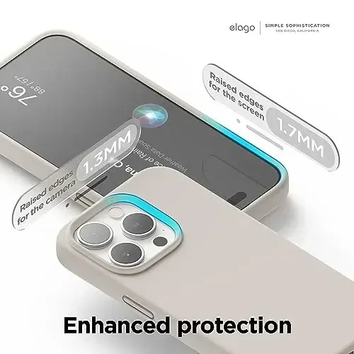 elago Compatible with iPhone 15 Pro Case, Liquid Silicone Case, Full Body Protective Cover, Shockproof, Slim Phone Case, Anti-Scratch Soft Microfiber Lining, 6.1 inch (Stone) - 5