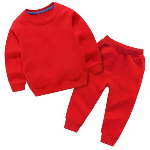 Elainilye Fashion Toddler Baby Sweatsuit Boys Girls Candy Color Leggings Casual Kids Hoodies Pants Tracksuit Sports Set,Red- - 1