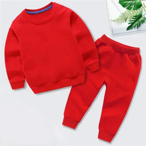 Elainilye Fashion Toddler Baby Sweatsuit Boys Girls Candy Color Leggings Casual Kids Hoodies Pants Tracksuit Sports Set,Red- - ELAINILYE (1)