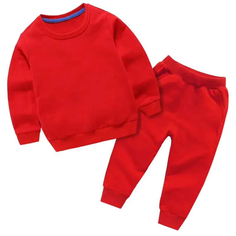 Elainilye Fashion Toddler Baby Sweatsuit Boys Girls Candy Color Leggings Casual Kids Hoodies Pants Tracksuit Sports Set,Red- - 1