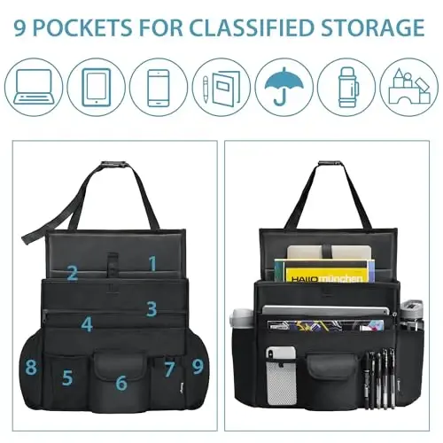 Elantrip Car Front Seat Organizer, Back Seat Storage with Adjustable Straps Truck Seat Organizers for Delivery Drive, Office File, Passenger Seat - ELANTRIP (1)