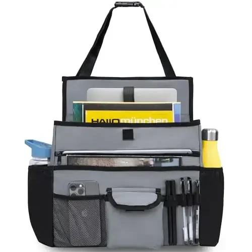 Elantrip Car Front Seat Organizer, Back Seat Storage with Adjustable Straps Truck Seat Organizers for Delivery Drive, Office File, Passenger Seat Gray - 2