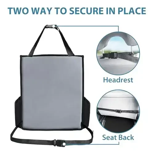Elantrip Car Front Seat Organizer, Back Seat Storage with Adjustable Straps Truck Seat Organizers for Delivery Drive, Office File, Passenger Seat Gray - 5
