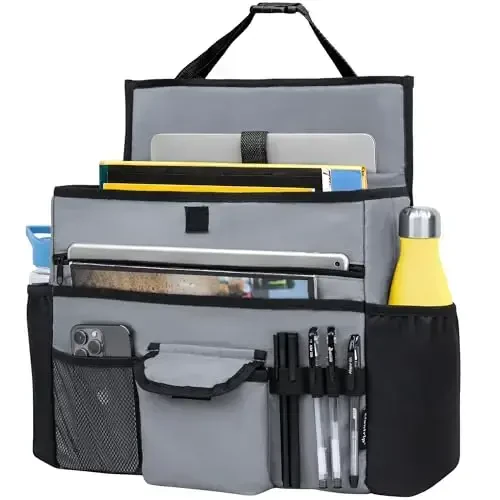 Elantrip Car old oʻrindiq tashkilotchisi, sozlanishi kayışlı orqa oʻrindiq saqlash yetkazib berish haydovchisi, ofis fayli, yoʻlovchi oʻrindigʻi uchun yuk mashinalari oʻrindiqlari tashkilotchilari kulrang - 1