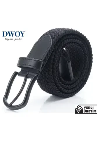 Elastic Black Knit Belt - 4