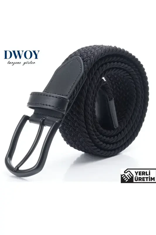 Elastic Black Knit Belt - 4