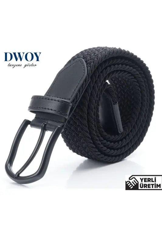 Elastic Black Knit Belt - 1