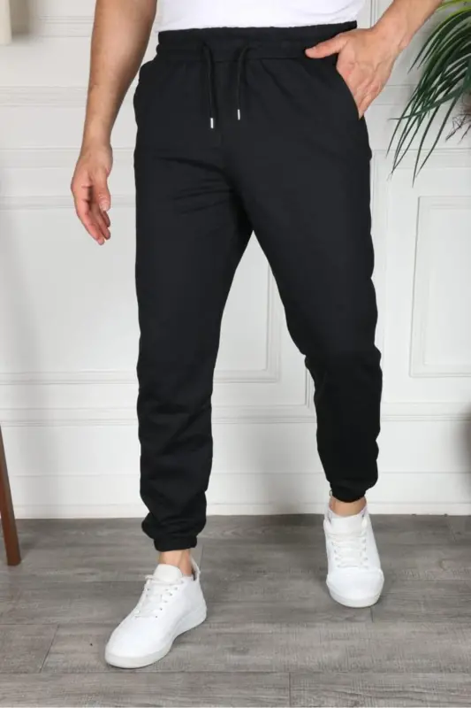 Elastic bottom sweatpants-elasticblack - GOLDEN TOPTAN