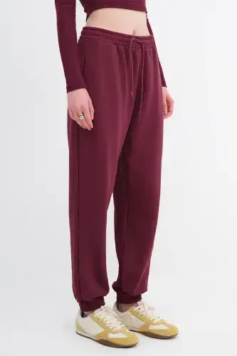 Elastic Bottom Sweatpants Esf9430-h1h6-Burgundy - ADDAX (1)