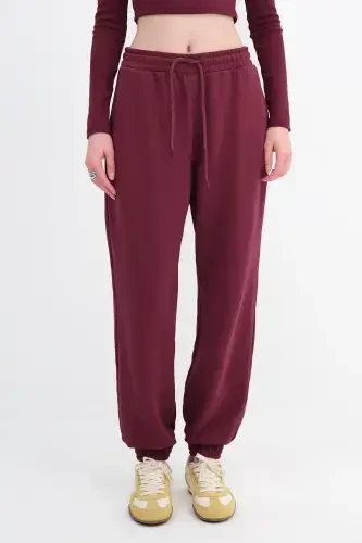 Elastic Bottom Sweatpants Esf9430-h1h6-Burgundy - 4