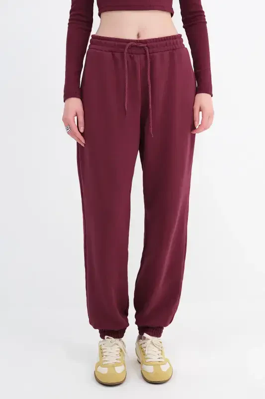 Elastic Bottom Sweatpants Esf9430-h1h6-Burgundy - 4