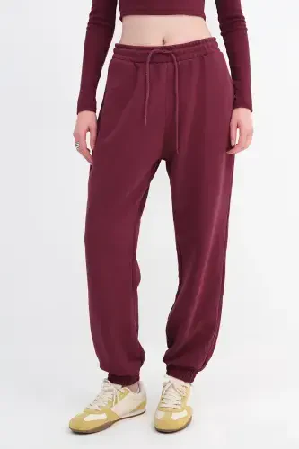 Elastic Bottom Sweatpants Esf9430-h1h6-Burgundy - 5