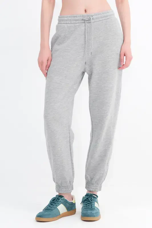 Elastic Bottom Sweatpants Eşf9430-h1h6-Gray Melange - 2