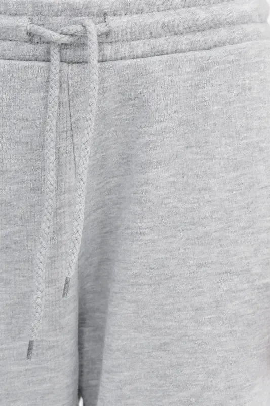 Elastic Bottom Sweatpants Eşf9430-h1h6-Gray Melange - 3
