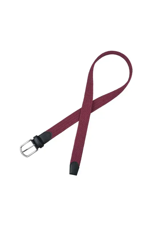 Elastic Burgundy Knit Belt-Burgundy - 2