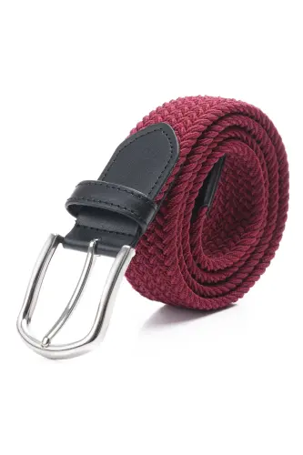 Elastic Burgundy Knit Belt-Burgundy - DWOY (1)
