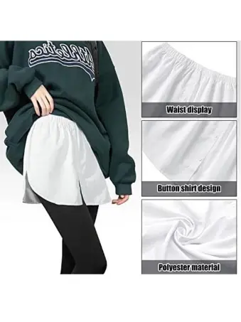 Elastic Buttoned Savior Shirt Underskirt - White - 5