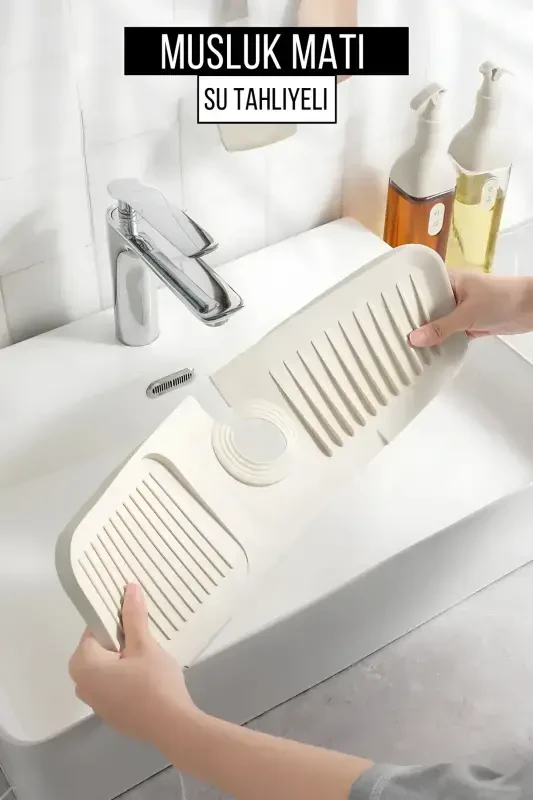 Elastic Faucet Mat Water Catcher Drainer Non-Slip Base Organizer Kitchen Bathroom Sink - 1