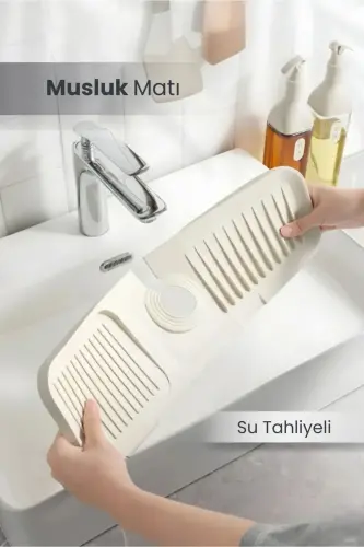 Elastic Faucet Mat Water Catcher Drainer Non-Slip Base Organizer Kitchen Bathroom Sink - 1