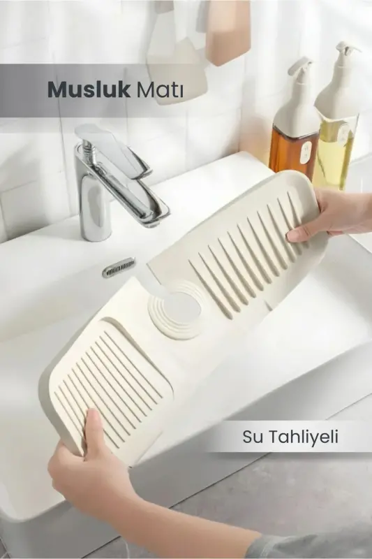 Elastic Faucet Mat Water Catcher Drainer Non-Slip Base Organizer Kitchen Bathroom Sink - 1