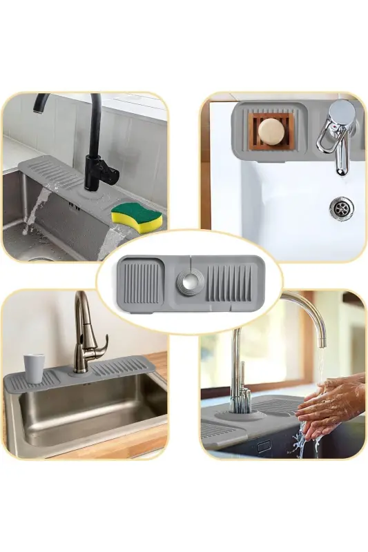 Elastic Faucet Mat Water Catcher Organizer Non-Slip Base Organizer Kitchen Bathroom Sink - 4