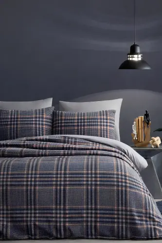 Elastic Fitted Sheet Duvet Cover Set Double Size Nordic Style Gray-GRAY - 3