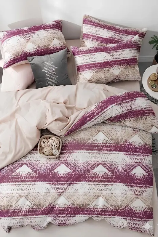 Fitted Sheet Duvet Cover Set Double Victoria Plum-Victoria Plum - 1