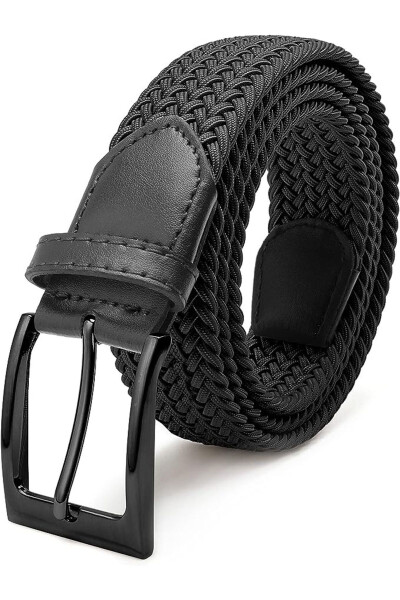 Elastic Knit Belt 3.5cm Black Elastic Belt Unisex - 1