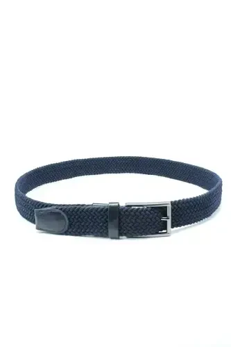 Elastic Knitted Belt 3.5cm Navy Blue Rubber Belt Unisex-NAVY BLUE - DERIKEM (1)