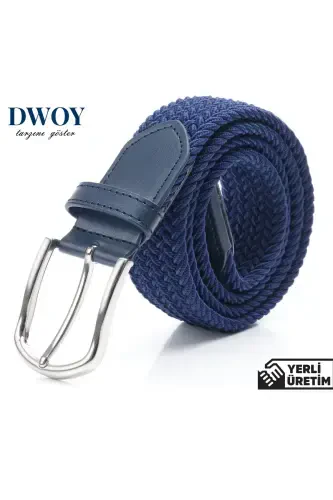 Elastic Navy Knit Belt - 1