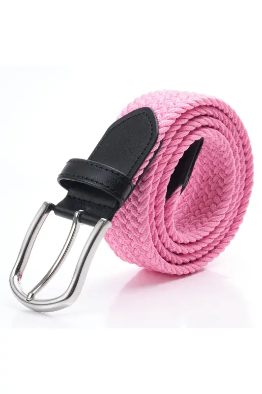 Elastic Pink Knit Belt-Pink - DWOY