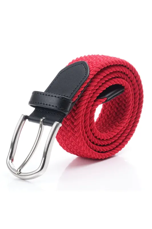 Elastic Red Knitted Belt-Red - 2