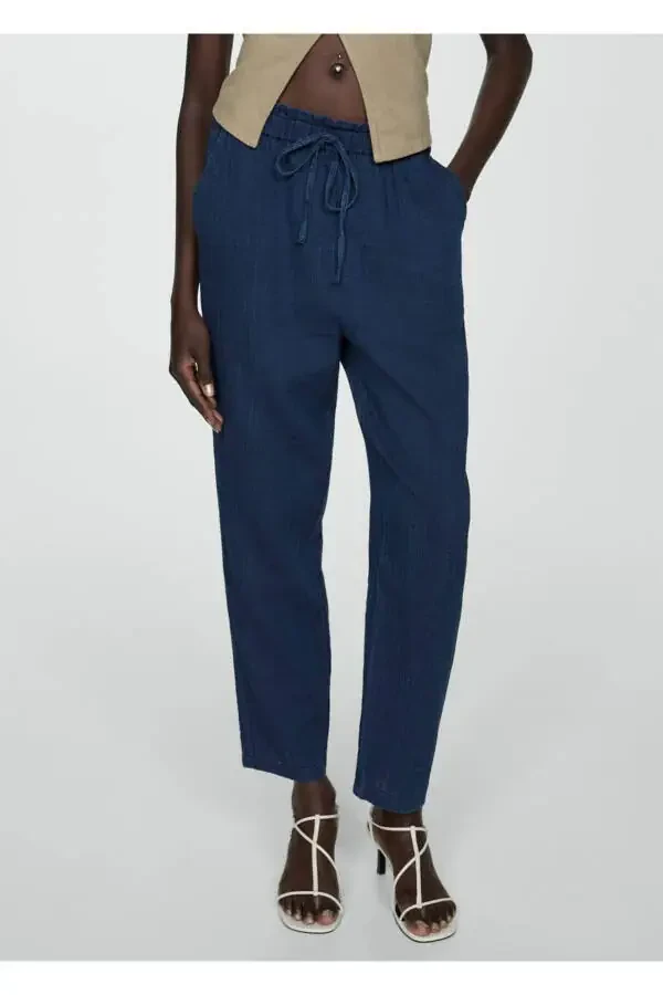 Elastic waist cotton pants - 1